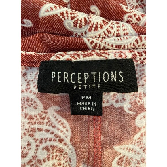 Perceptions Womans Size Petite Medium Fit & Flare Red /Cream Dress Summer Cruise - Picture 7 of 10